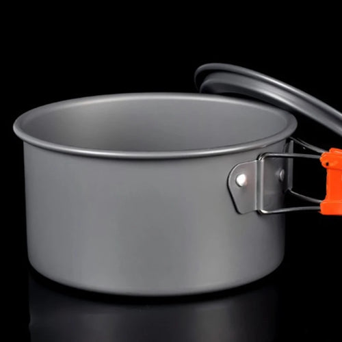 3-Piece Camping Cookware Set - Pot, Pan & Teapot with Bag