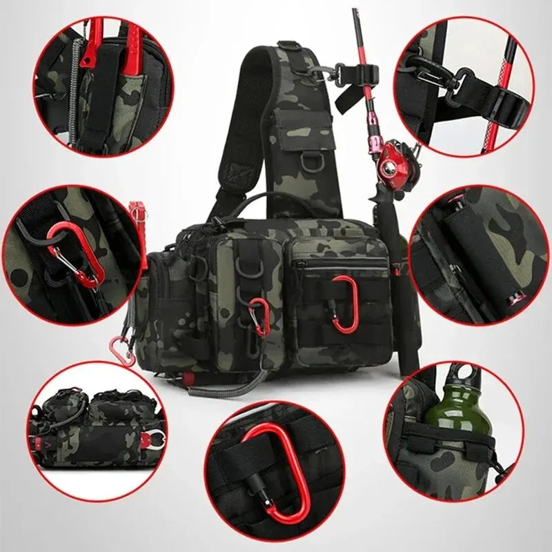 Tactical Fishing Bag with Rod Holder
