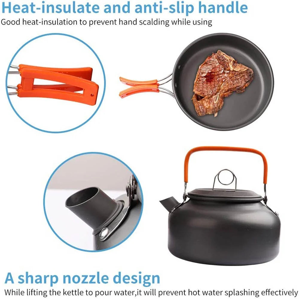 Camping Cookware Set with Folding Handles