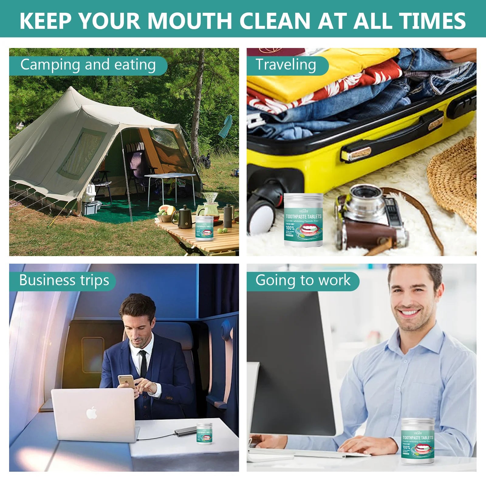 Oral Hygiene Solid Toothpaste Tablets easy to carry for camping