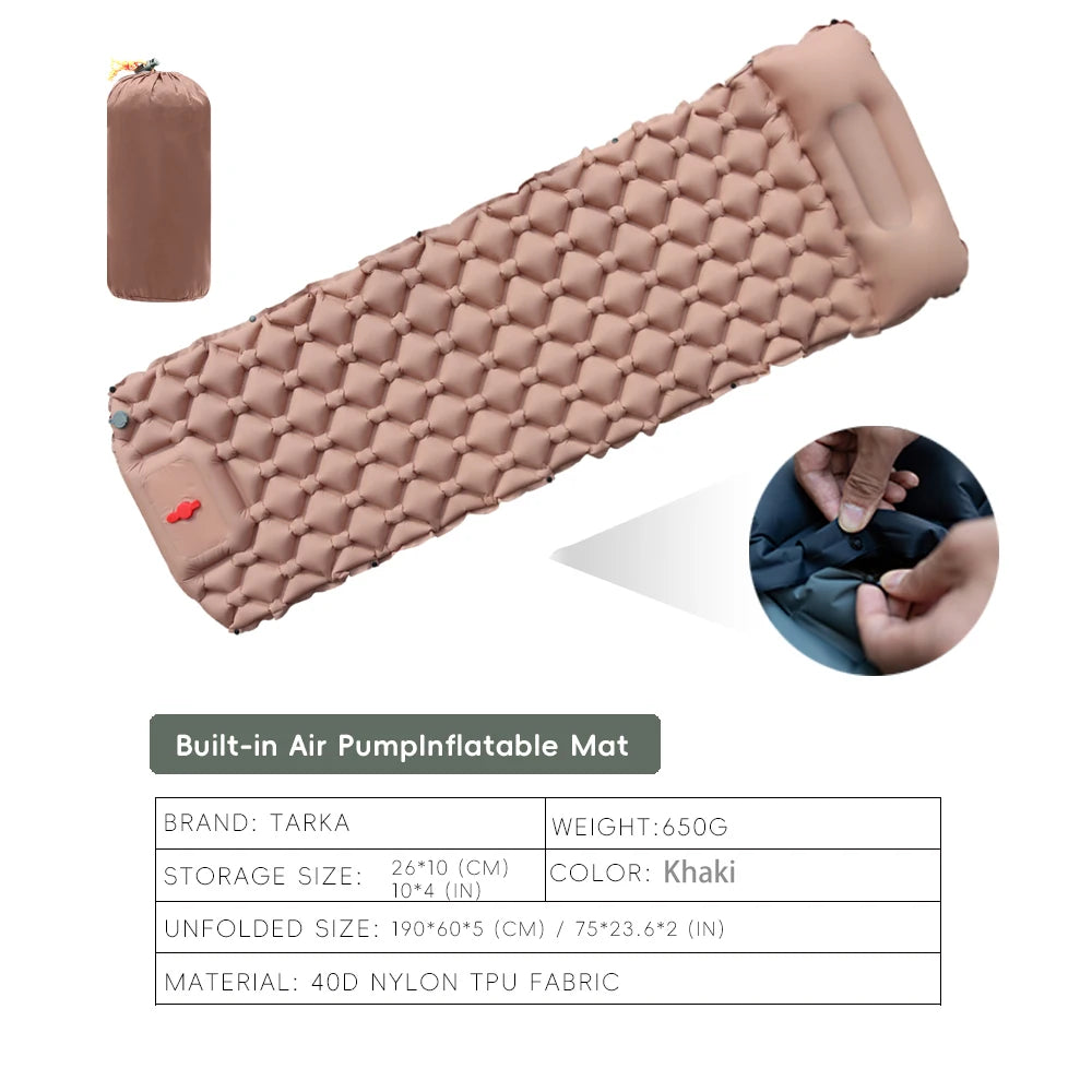 Self-Inflating Camping Mat with Pillow for Moto-Camping