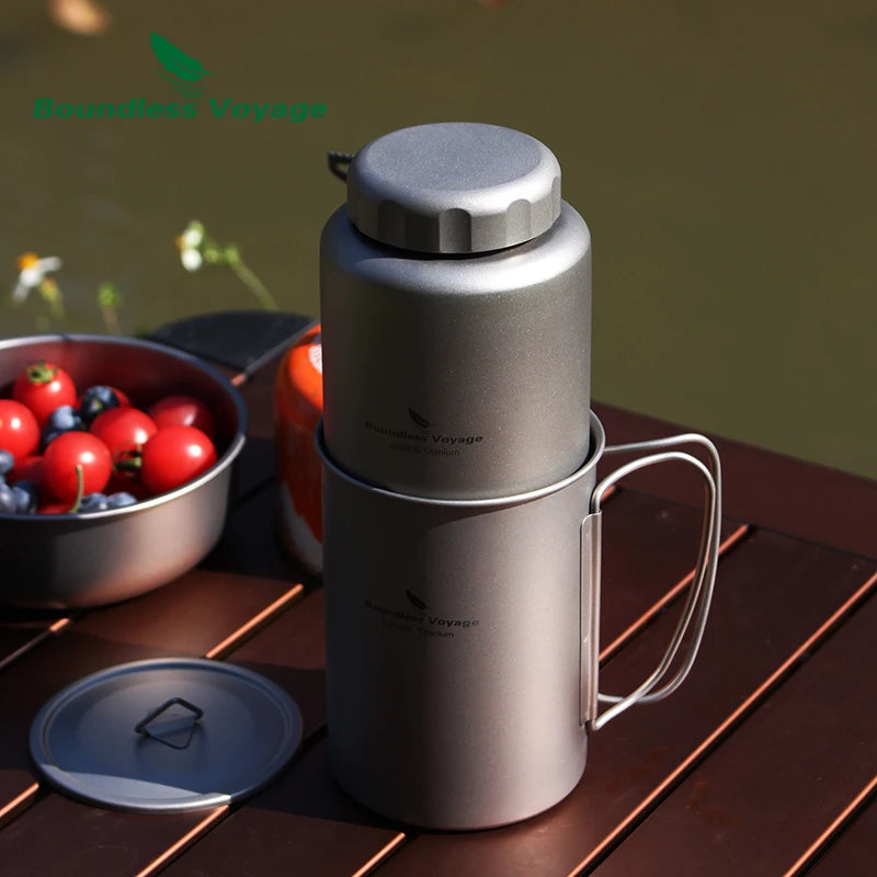 Boundless Voyage Titanium Water Bottle – 600ml & 1050ml | Camping & Cycling Canteen
