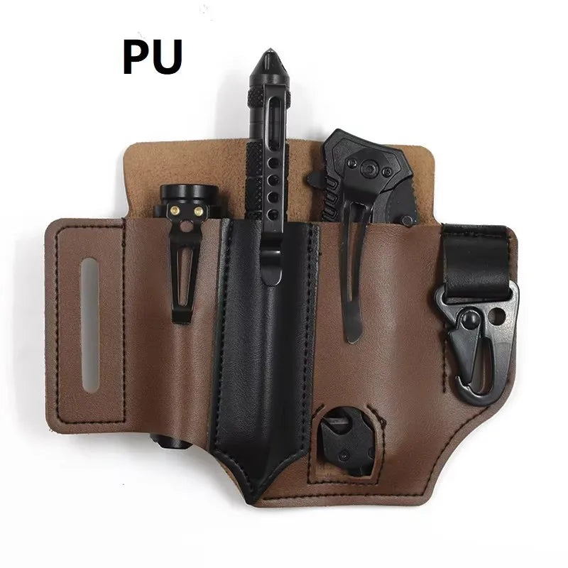 PU Leather Belt Tool Pocket – Multifunctional EDC Pouch for Outdoor & Camping