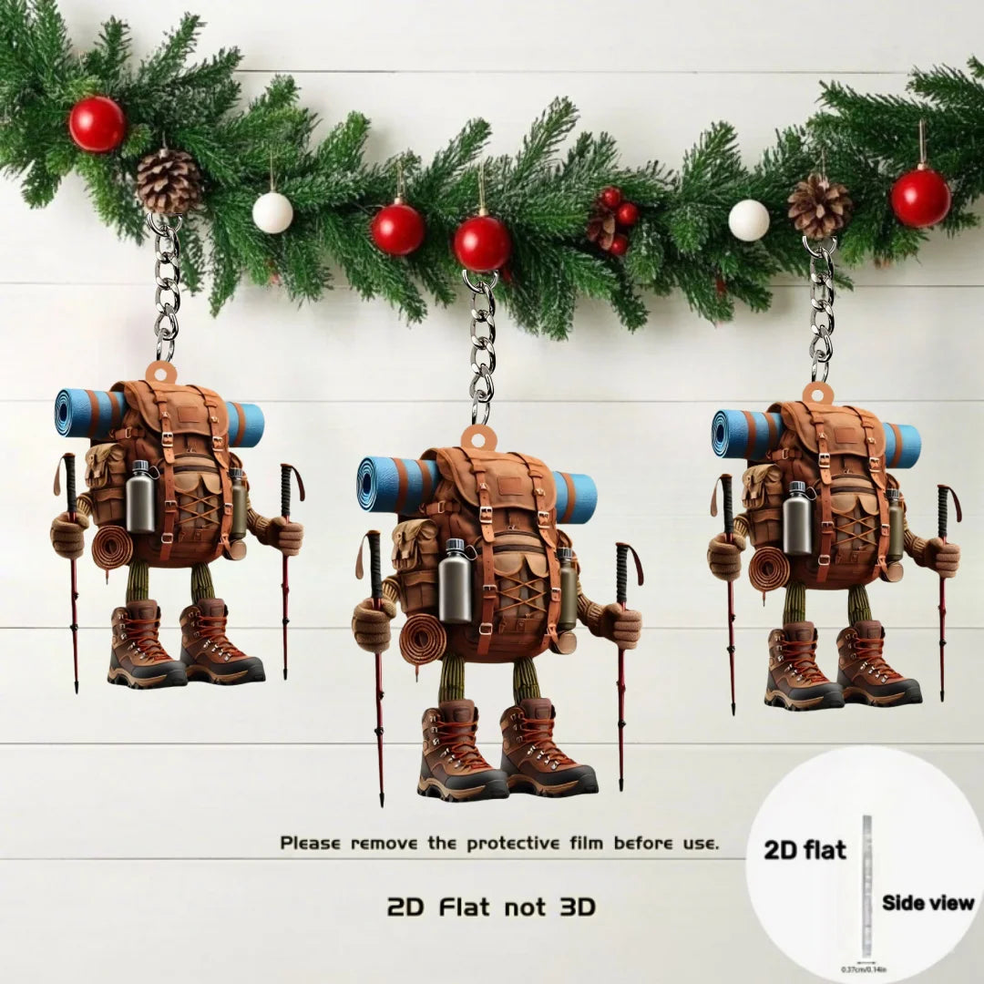 Hiking Backpack Acrylic Charm – Flat Hanging Ornament