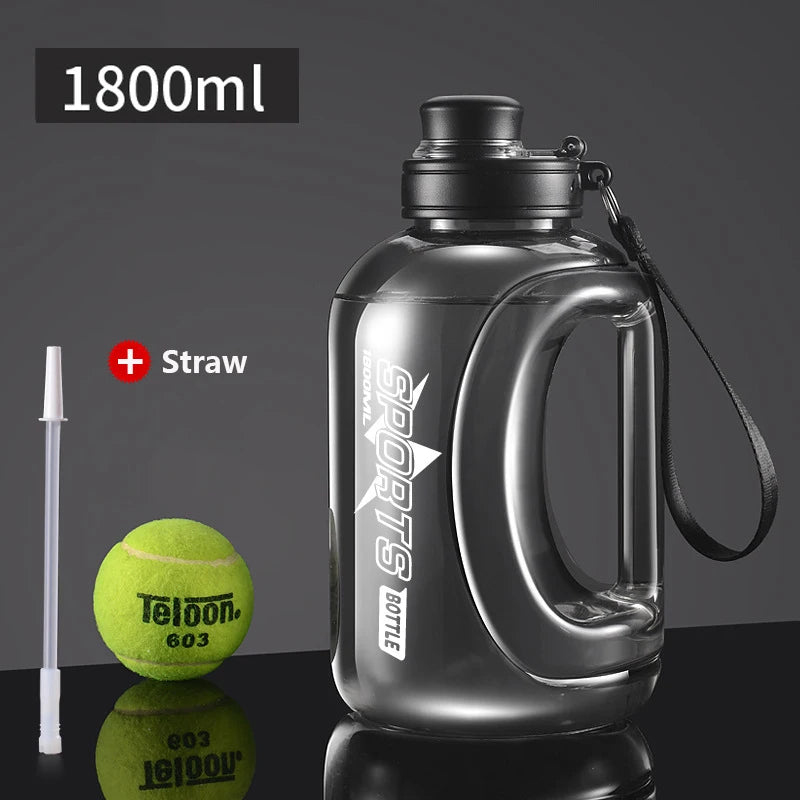 Large Capacity Sport Water Bottle with Straw & Strap – BPA-Free, 1.8L / 2.8L