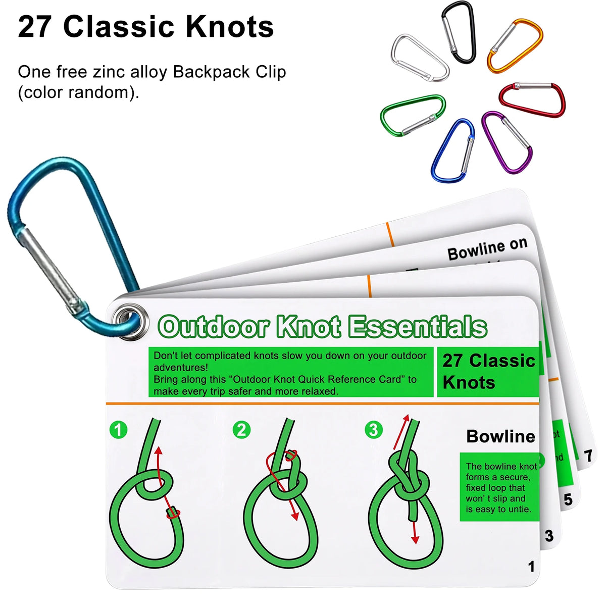 Pocket Knot Tying Cards – 27 Knots with Mini Carabiner