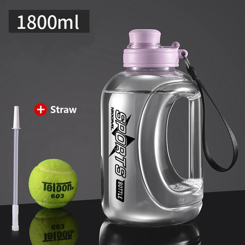 Large Capacity Sport Water Bottle with Straw & Strap – BPA-Free, 1.8L / 2.8L