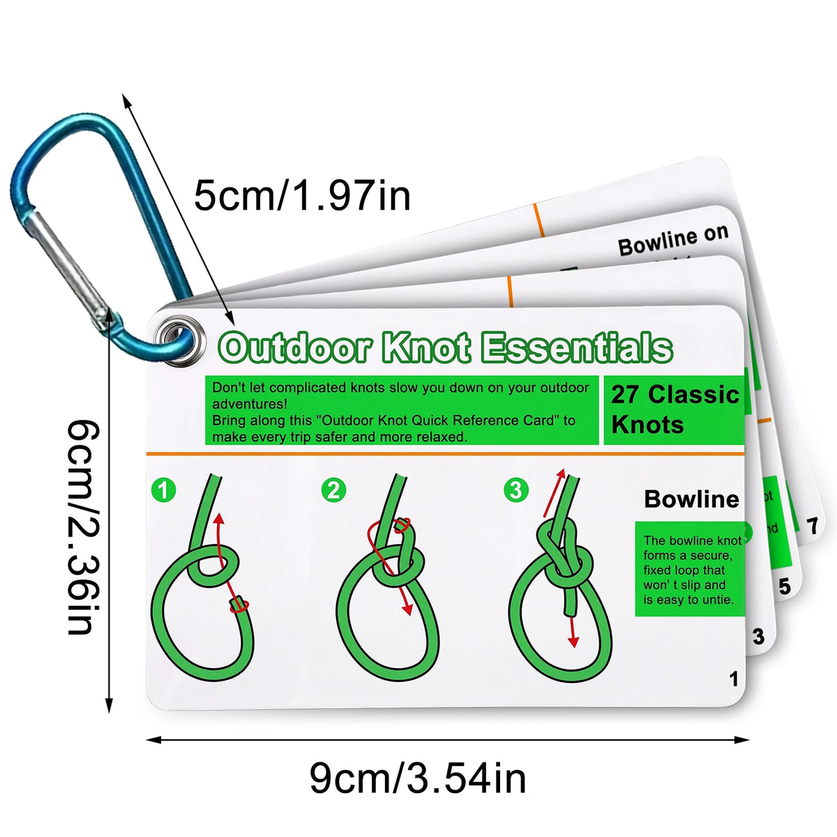 Pocket Knot Tying Cards – 27 Knots with Mini Carabiner