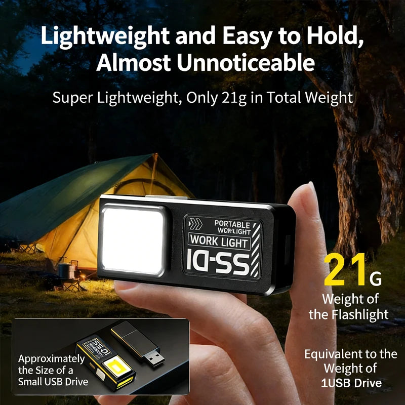Compact LED Flashlight - Rechargeable Magnetic Clip Light