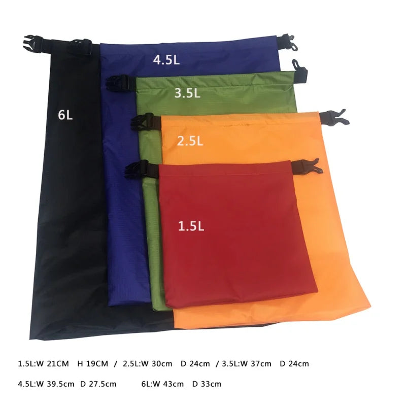 Waterproof Dry Bags 5-Pack Roll-Top  Storage Sacks for Camping, Kayaking & Rafting