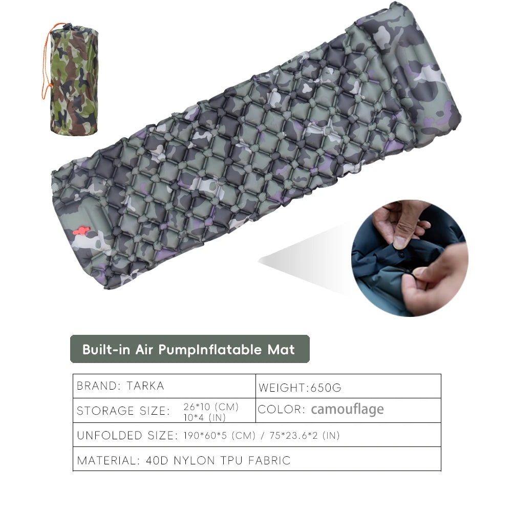 Self-Inflating Camping Mat with Pillow for Moto-Camping