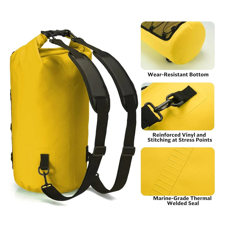 Waterproof PVC Dry Bag – 10L / 20L / 30L / 40L Roll-Top Pack for Kayaking, Rafting, Motorcycle & Camping