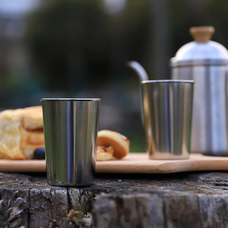 Stainless Steel Mini Shot Glass Set – 4-Piece with Leather Case