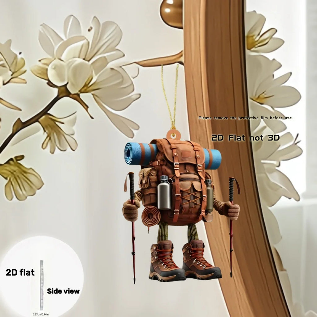 Hiking Backpack Acrylic Charm – Flat Hanging Ornament