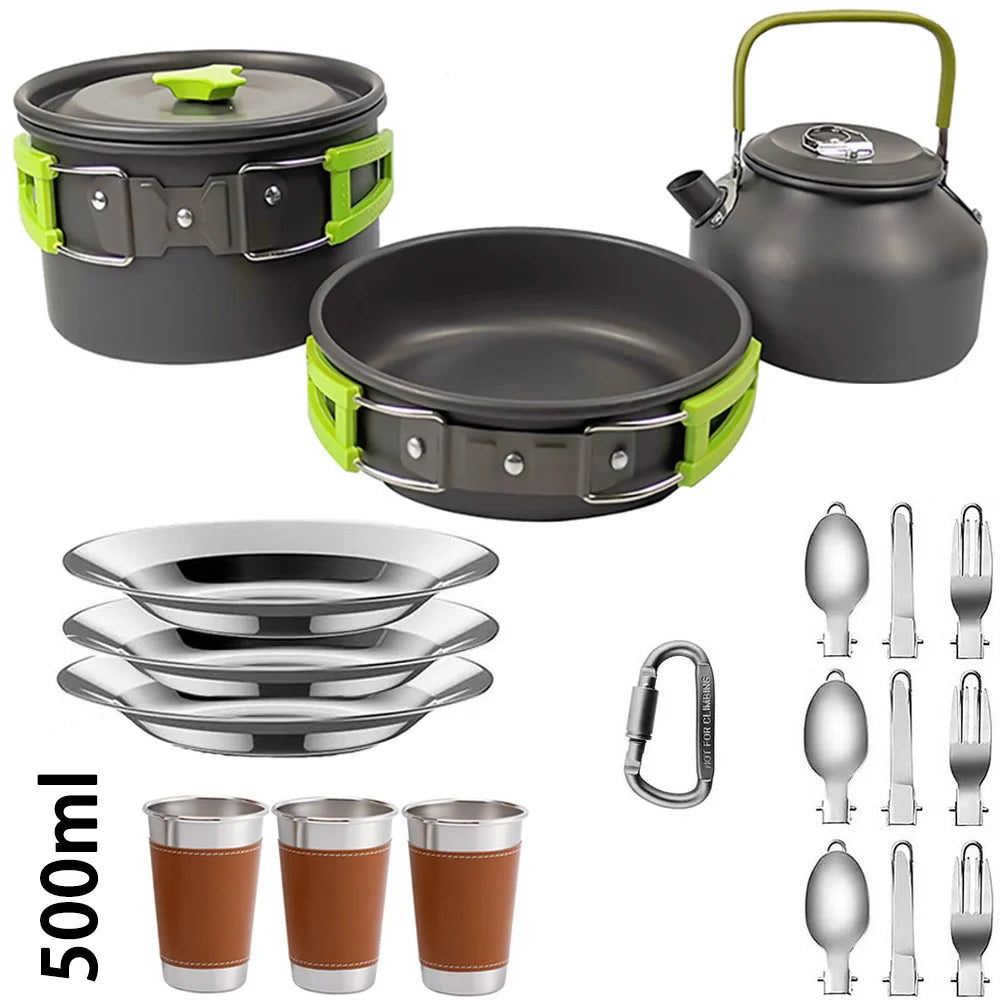 Camping Cookware Set with Folding Handles