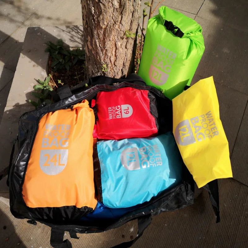 Waterproof Dry Bag –  Polyester Roll-Top Sack for Kayaking, Camping & Rafting (6L / 12L / 24L)