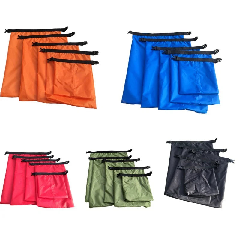 Waterproof Dry Bags 5-Pack Roll-Top  Storage Sacks for Camping, Kayaking & Rafting