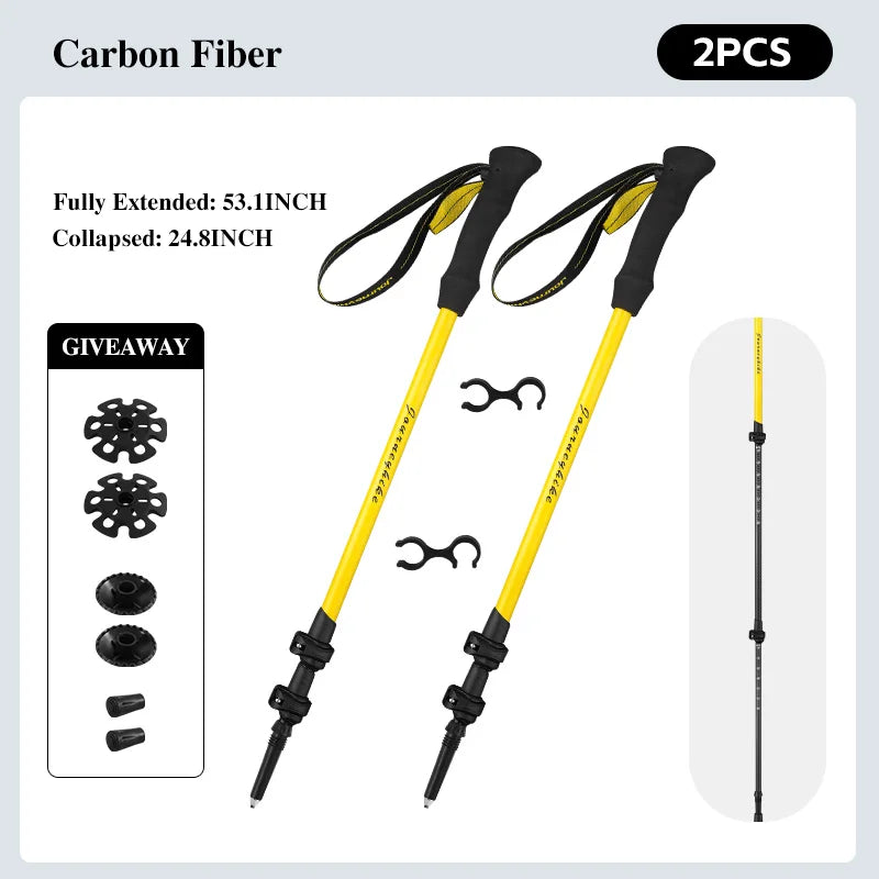 Carbon Fiber Trekking Poles with Anti-Shock - Pair