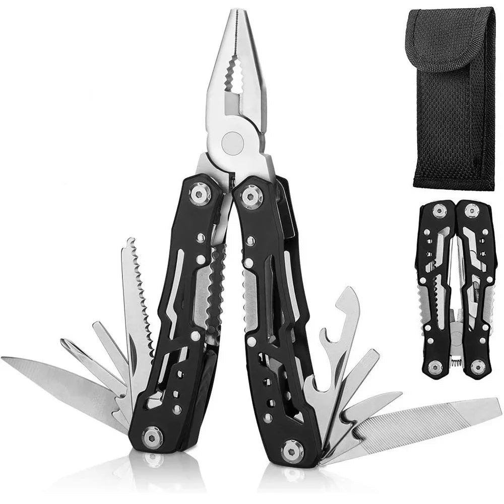 Compact 12-in-1 Multitool Pliers with Nylon Pouch