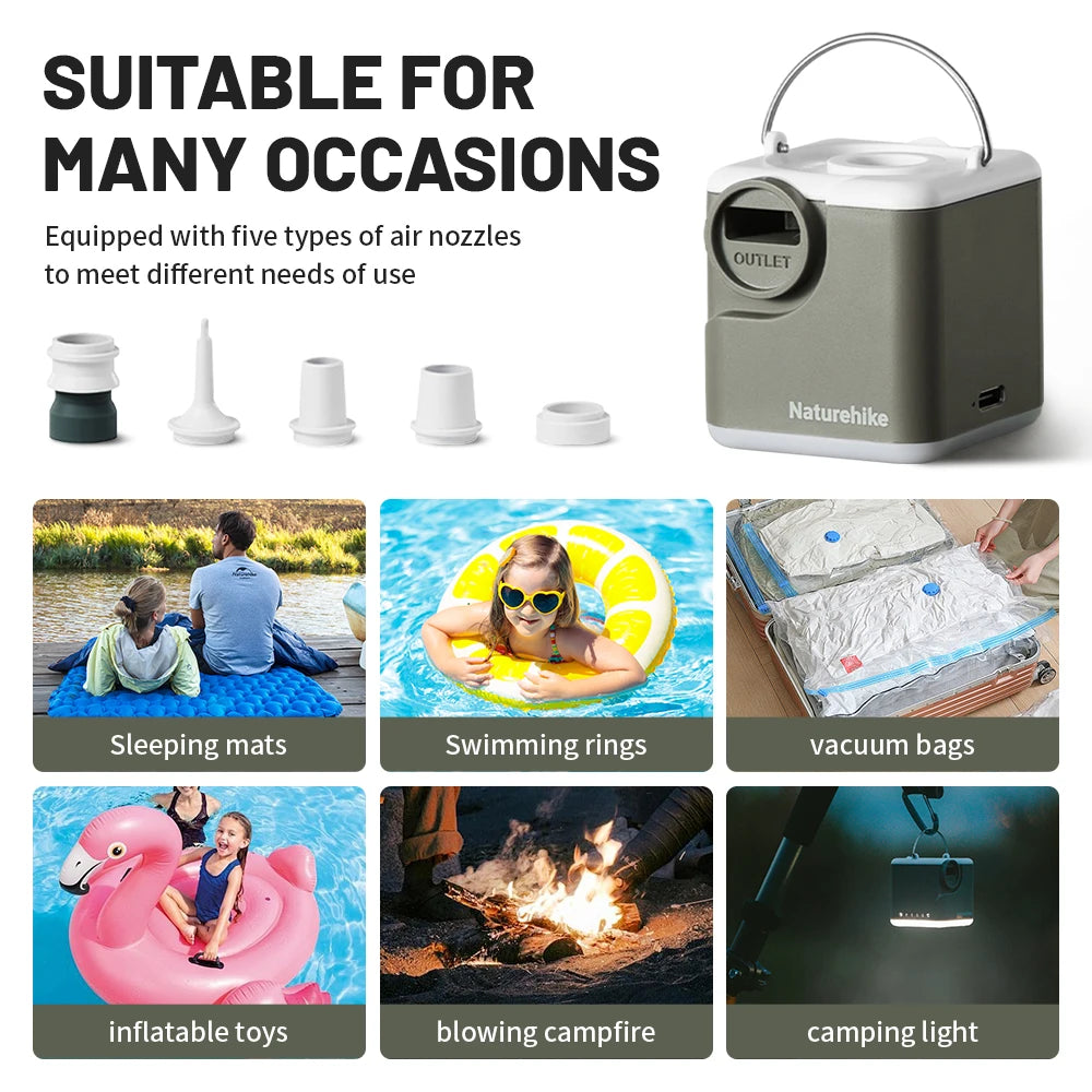 Naturehike Wind-Air Electric Pump – 2400mAh USB Rechargeable