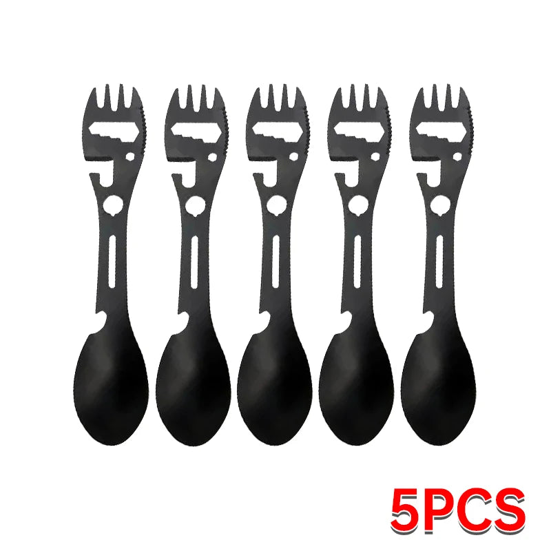 Stainless Steel Camping Utensil – Fork, Spoon & Opener