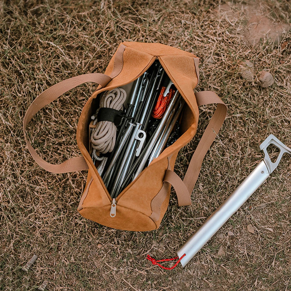 Canvas Tent Stake & Camping Tool Storage Bag – Brown