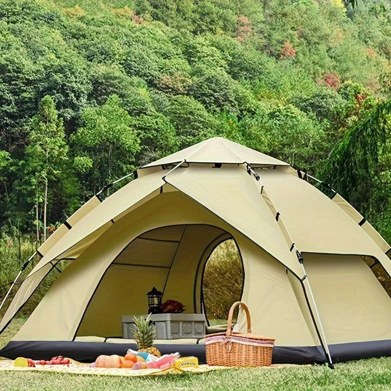 Pop-Up Camping Tent — 3-4 Person, Double-Layer, Double Door | 4-Season