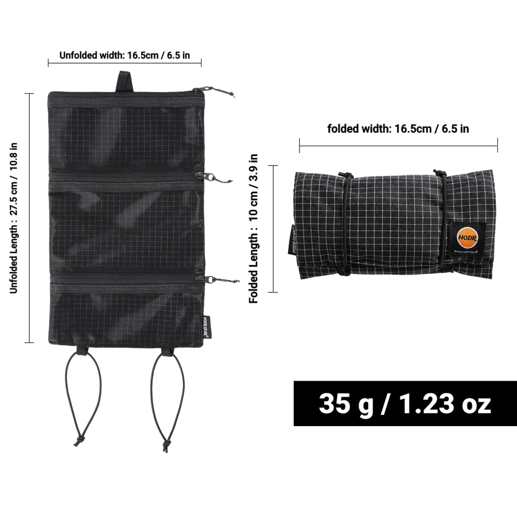 HODR GEAR Ultralight Organizer – 35g UHMWPE Gridstop Roll-Up Pouch with YKK Zippers