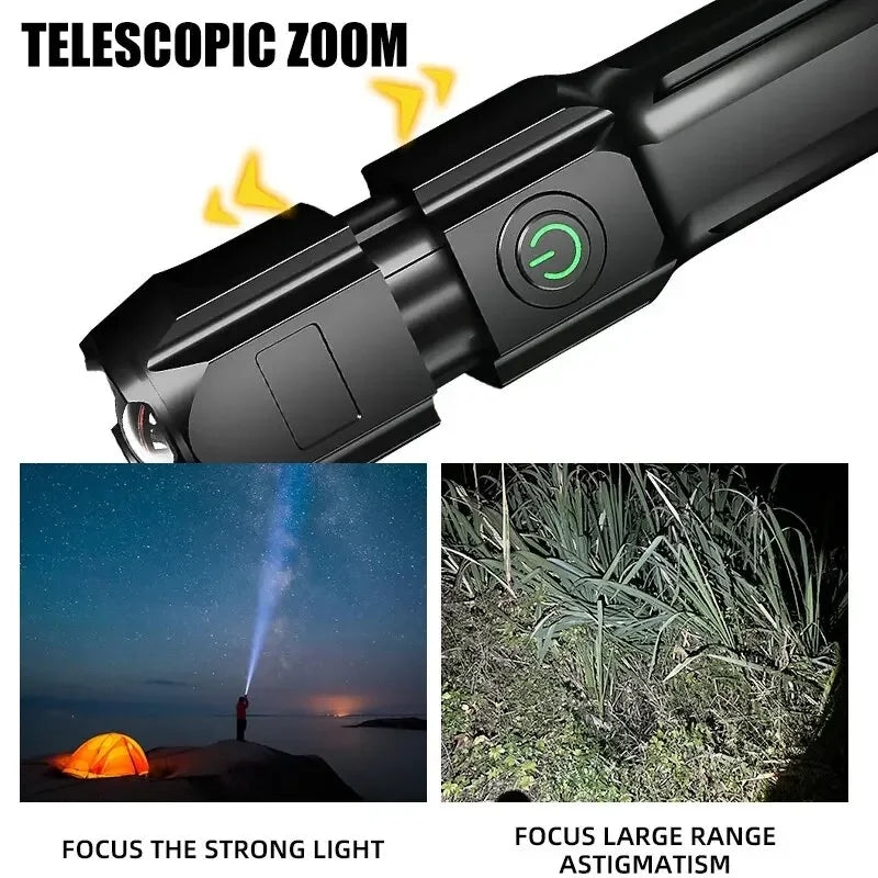 F15-T Tactical LED Flashlight — USB Rechargeable, Zoomable & Waterproof