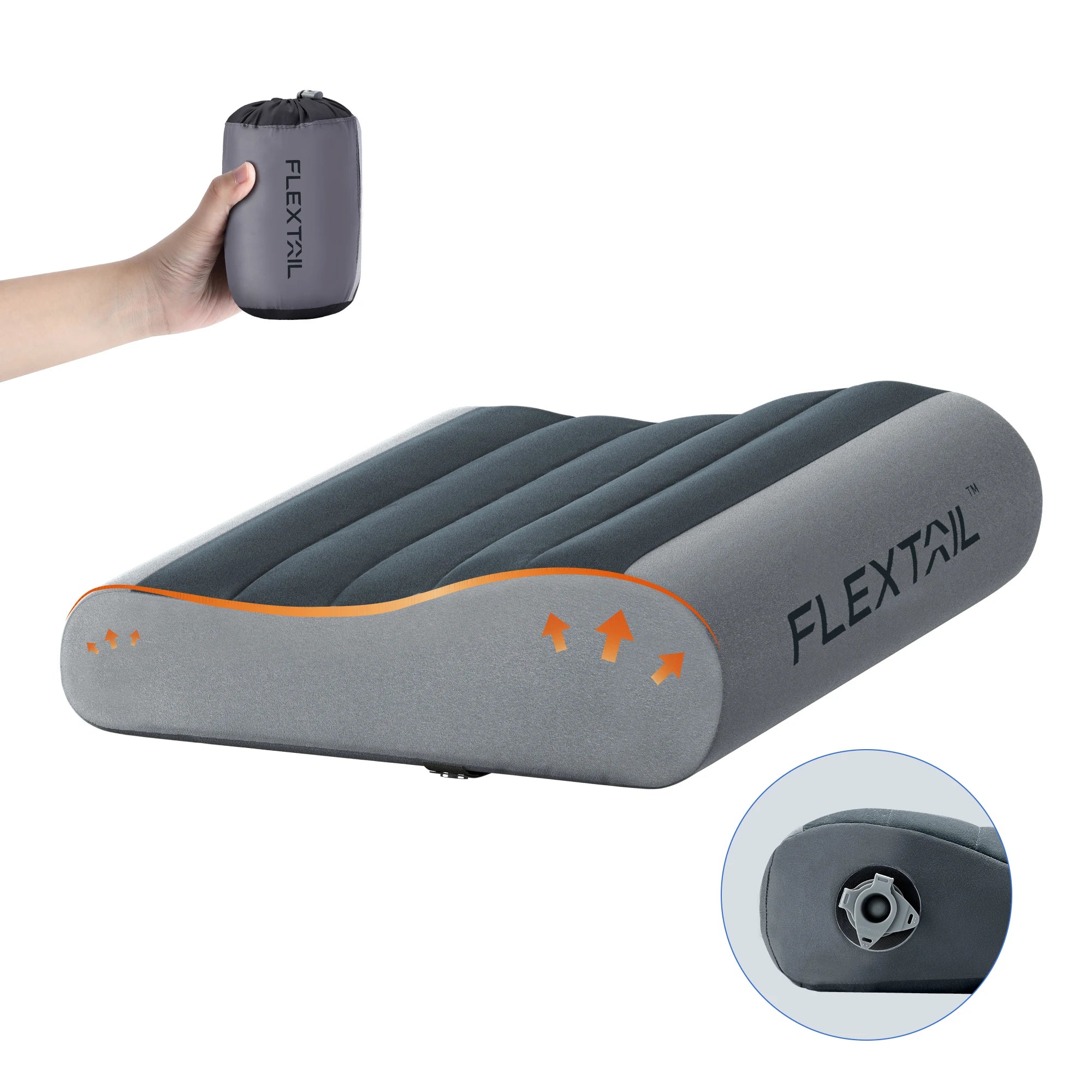 Flextail Inflatable Camping Pillow – Ergonomic, Lightweight & Washable