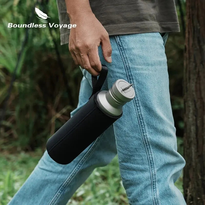 Boundless Voyage Titanium Water Bottle – Wide Mouth, Leak-Proof, Lightweight