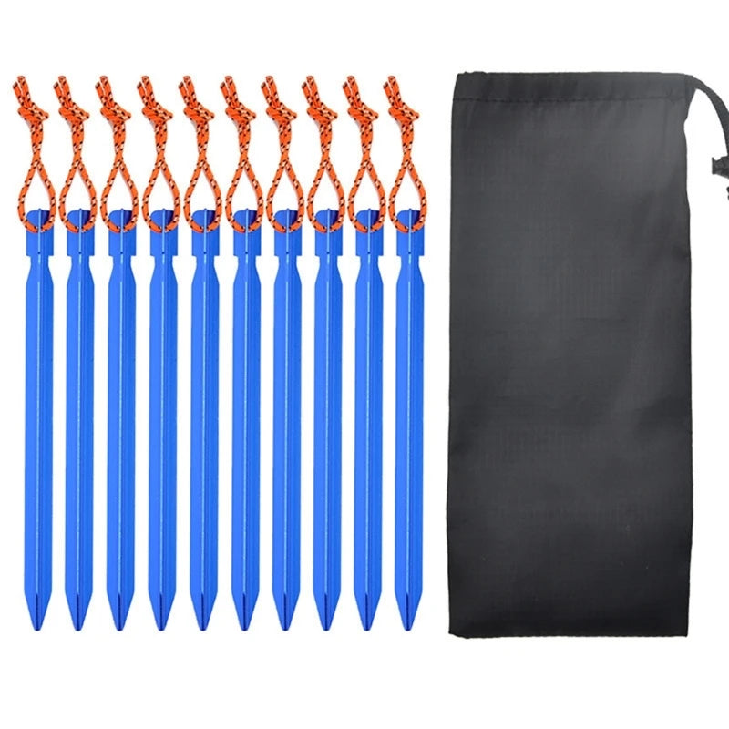 Heavy Duty Aluminum 10-Pack  Camping Pegs for Tents, Tarps & Canopies