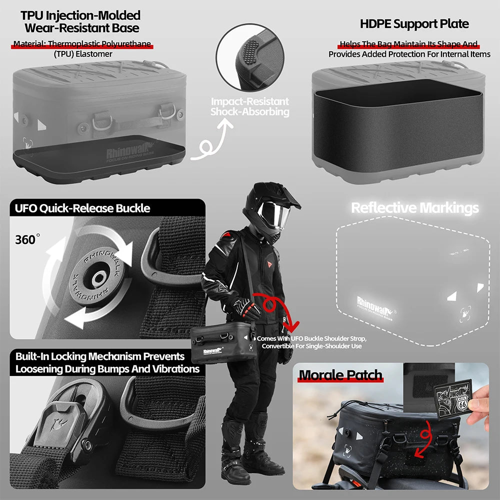 Rhinowalk Fortress Series Waterproof Motorcycle Side Case Bag – 16L ADV Luggage