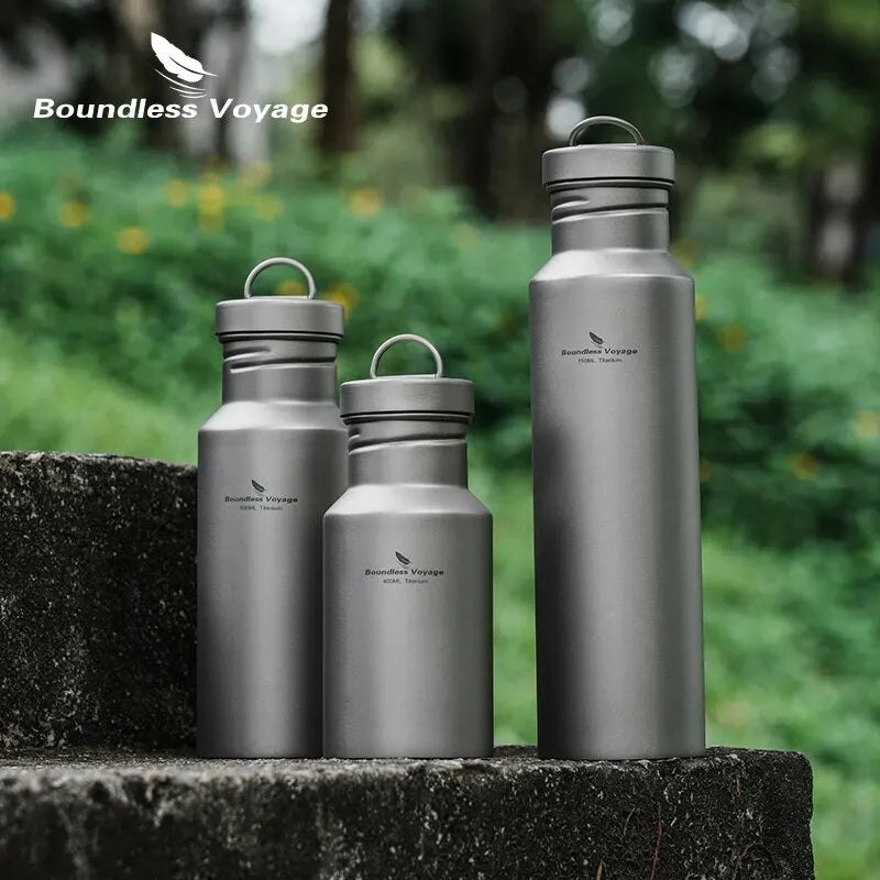 Boundless Voyage Titanium Water Bottle – Wide Mouth, Leak-Proof, Lightweight