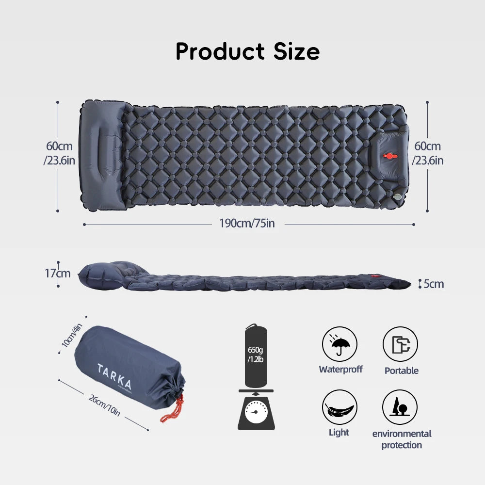 Self-Inflating Camping Mat with Pillow for Moto-Camping