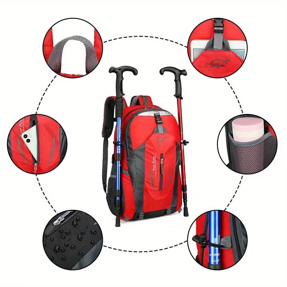 Large Capacity Nylon Backpack for Hiking, Climbing & Camping