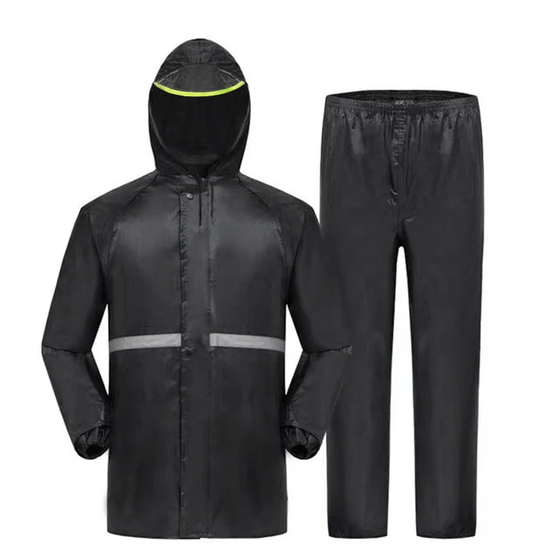 2-Piece Motorcycle Rain Suit with Reflective Strips