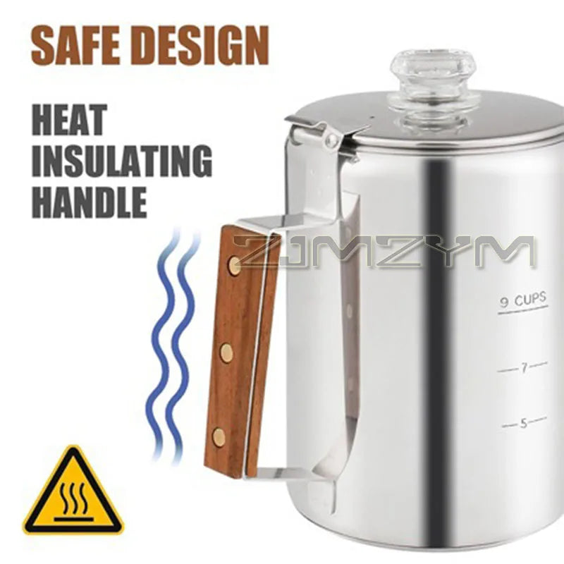 Stainless Steel Coffee Percolator, 9-Cup Stovetop Pot