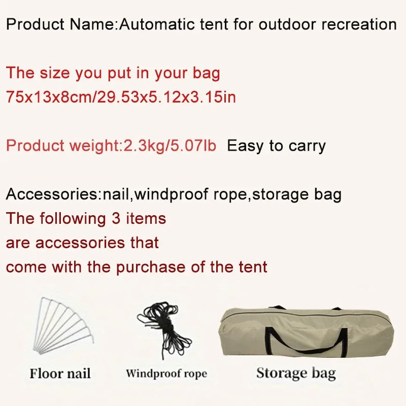 Pop-Up Camping Tent — 3-4 Person, Double-Layer, Double Door | 4-Season
