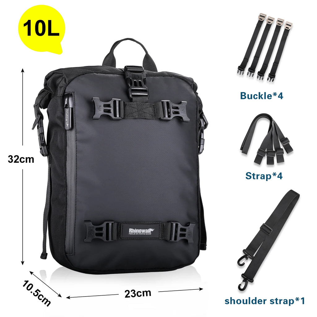 Rhinowalk Motorcycle Tail Bag | Waterproof Modular Saddle Bag | 10L / 20L / 30L