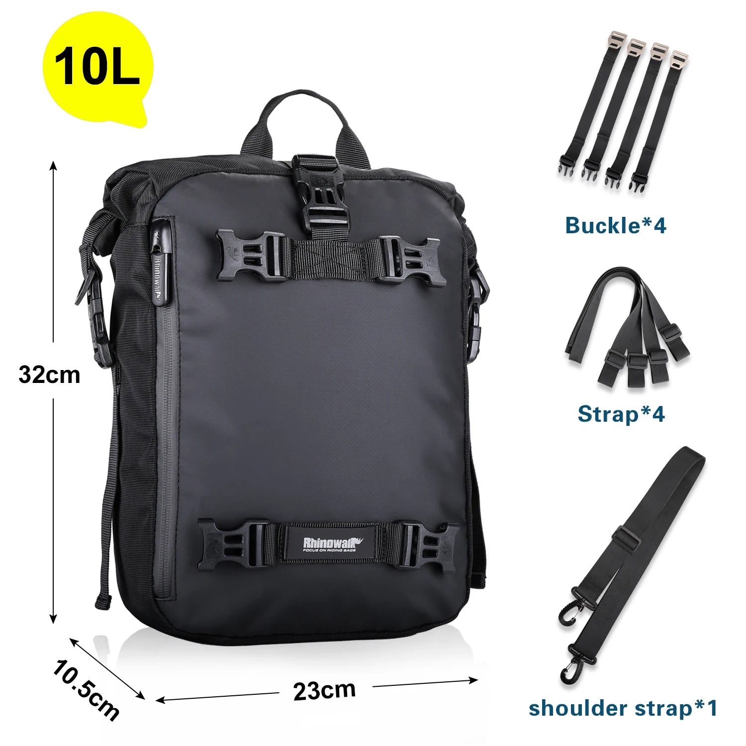 Rhinowalk Motorcycle Tail Bag | Waterproof Modular Saddle Bag | 10L / 20L / 30L