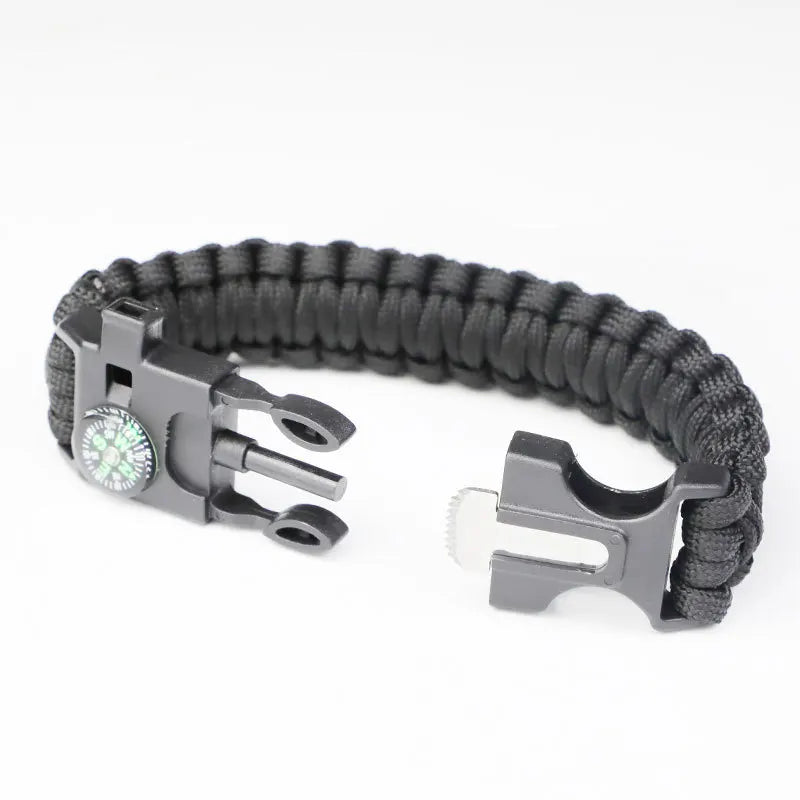 Survival Paracord Bracelet with Compass & Whistle - 2 Pack